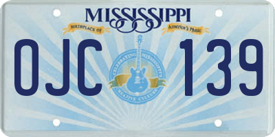 MS license plate OJC139