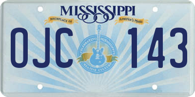 MS license plate OJC143