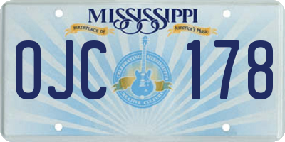 MS license plate OJC178