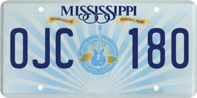 MS license plate OJC180
