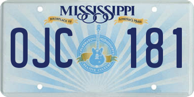 MS license plate OJC181