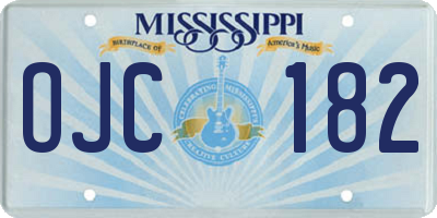 MS license plate OJC182