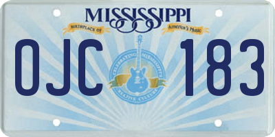 MS license plate OJC183