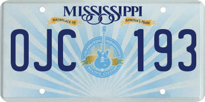 MS license plate OJC193