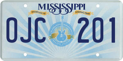 MS license plate OJC201