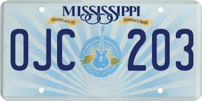 MS license plate OJC203