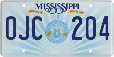 MS license plate OJC204