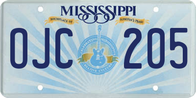 MS license plate OJC205