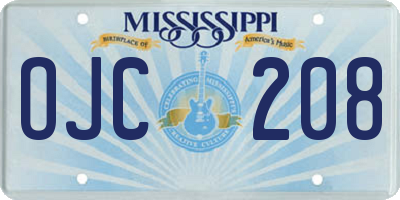 MS license plate OJC208