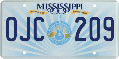 MS license plate OJC209