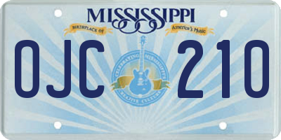 MS license plate OJC210