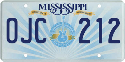 MS license plate OJC212