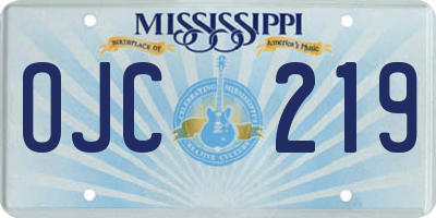 MS license plate OJC219