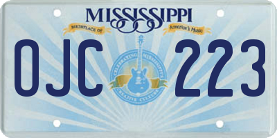 MS license plate OJC223