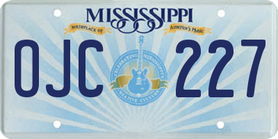 MS license plate OJC227