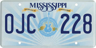 MS license plate OJC228