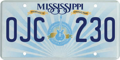 MS license plate OJC230