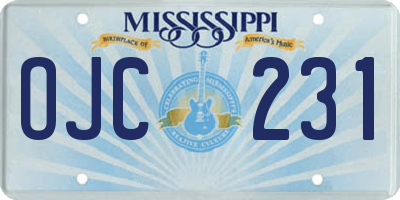 MS license plate OJC231