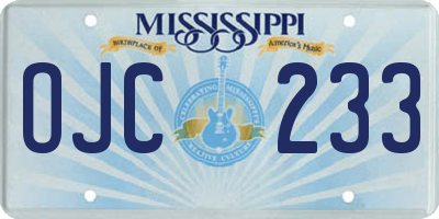 MS license plate OJC233