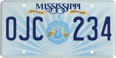 MS license plate OJC234