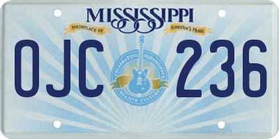 MS license plate OJC236