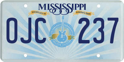 MS license plate OJC237