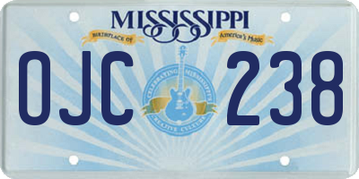 MS license plate OJC238