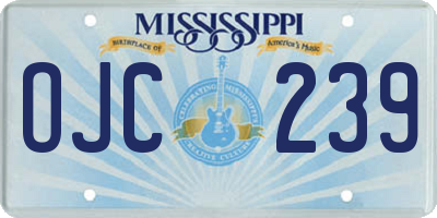 MS license plate OJC239
