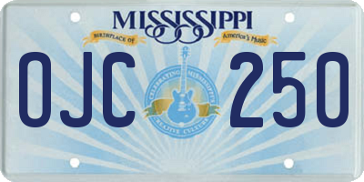 MS license plate OJC250
