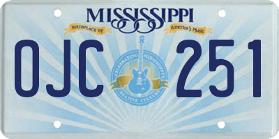 MS license plate OJC251