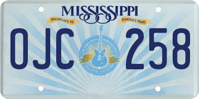 MS license plate OJC258