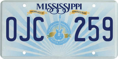 MS license plate OJC259