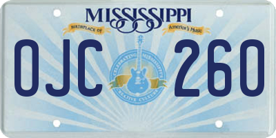 MS license plate OJC260