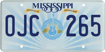 MS license plate OJC265