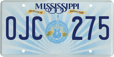 MS license plate OJC275