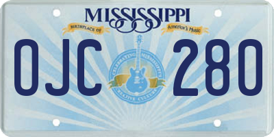 MS license plate OJC280