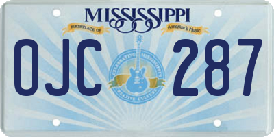 MS license plate OJC287