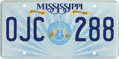 MS license plate OJC288
