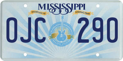 MS license plate OJC290