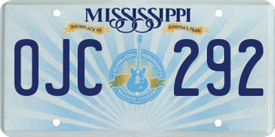 MS license plate OJC292