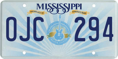 MS license plate OJC294