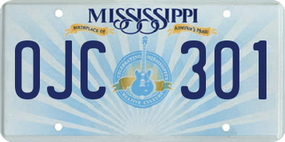 MS license plate OJC301