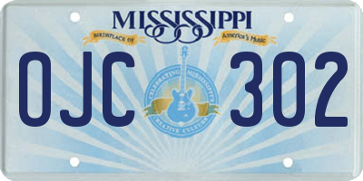 MS license plate OJC302