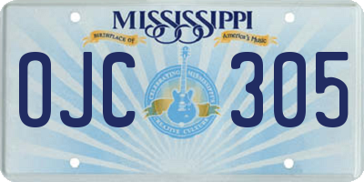 MS license plate OJC305