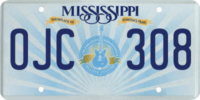 MS license plate OJC308