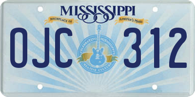 MS license plate OJC312