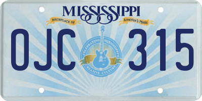 MS license plate OJC315
