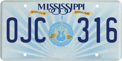 MS license plate OJC316