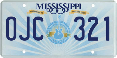 MS license plate OJC321