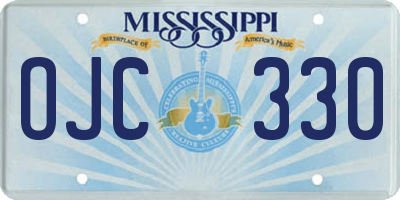 MS license plate OJC330